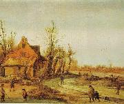 Esaias Van de Velde A Winter Landscape oil painting